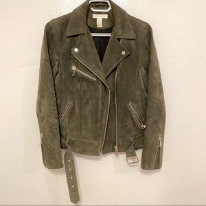 Real suede motorcycle jacket